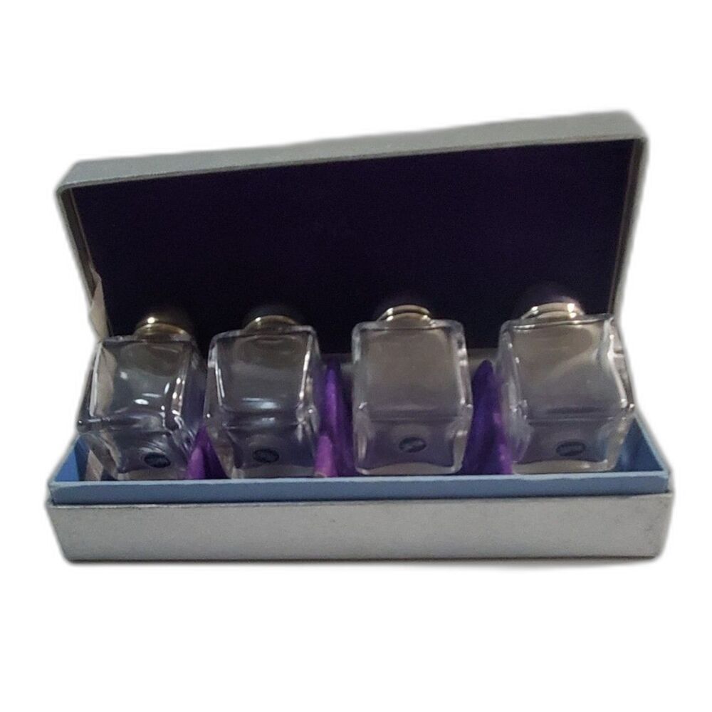 Mini Clear Glass Salt and Pepper Shakers in a Silver Box  Oneida ~Vintage~